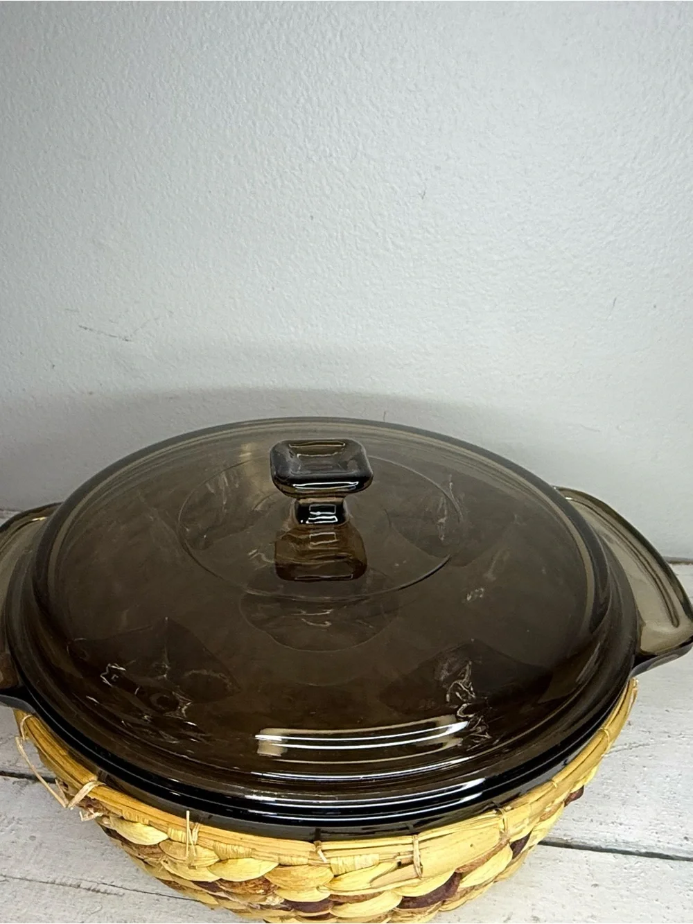 Vtg Anchor Hocking Basket Buffet Harvest Amber 1.5qt Casserole New in Box M400